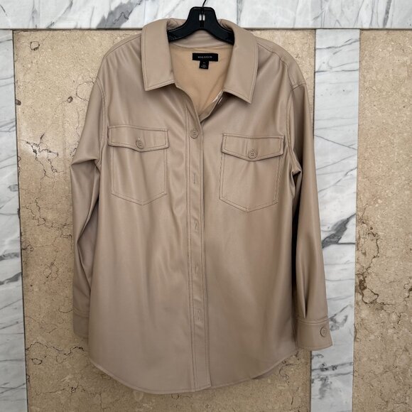 Faux Leather Shirt Jacket Halogen® - Picture 1 of 4